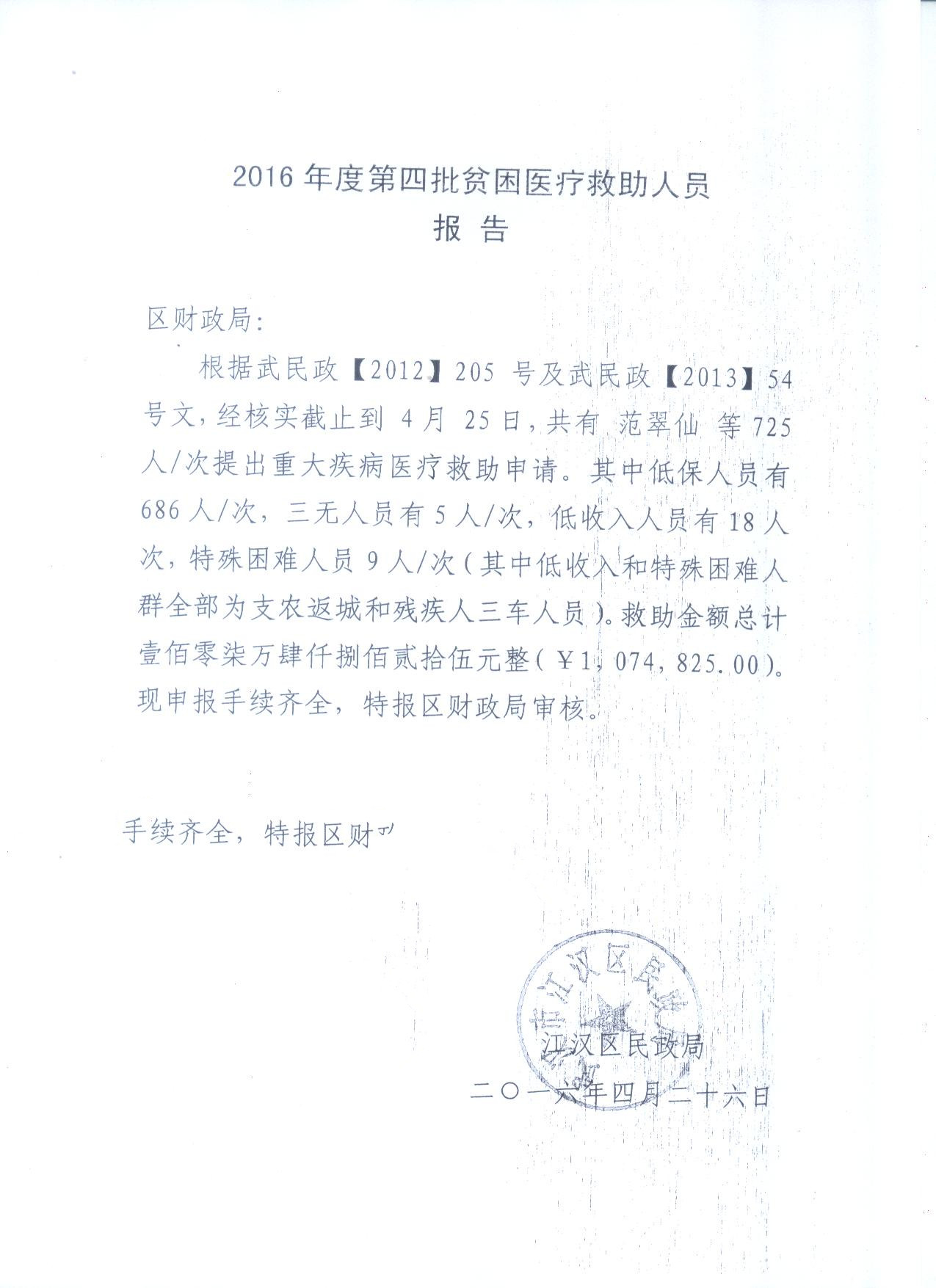 2016年第二季度城乡居民医疗救助补助资金